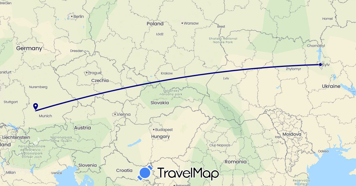TravelMap itinerary: driving in Germany, Ukraine (Europe)